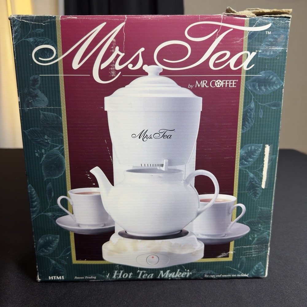Mrs Tea by Mr Coffee Hot Tea Maker 6 Cup Ceramic Pot White Vintage NEW Open Box